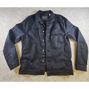 Levi's Jacket Women's Medium Western Fringe Trucker Jean Jacket Black‎ Denim